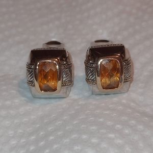 Vintage TJ Silver Tone, with a bit of Gold Tone, Clip  Earrings